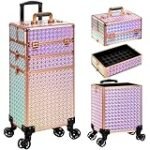 FRENESSA Rolling Makeup Case Cosmetology Case on Wheels 3 in 1 Cosmetic Trolley Large Storage Organizer Salon Barber Case Traveling Cart Trunk for Esthetician Nail Tech Mobile Stylists, Blue - Image 2