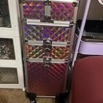 FRENESSA Rolling Makeup Case Cosmetology Case on Wheels 3 in 1 Cosmetic Trolley Large Storage Organizer Salon Barber Case Traveling Cart Trunk for Esthetician Nail Tech Mobile Stylists, Blue - Image 3