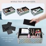 FRENESSA Rolling Makeup Case Cosmetology Case on Wheels 3 in 1 Cosmetic Trolley Large Storage Organizer Salon Barber Case Traveling Cart Trunk for Esthetician Nail Tech Mobile Stylists, Blue - Image 7