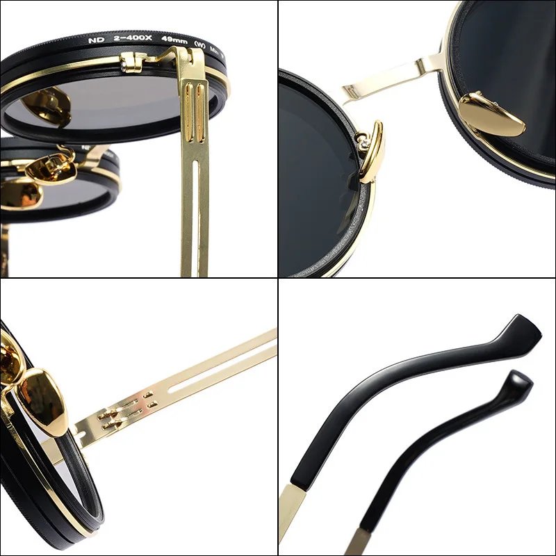 Rocklon Fashion New unisex handmade ND9 level Sunglasses Stepless Rotating Filter Retro Polarized Sunglass Cycling Sports Glassees