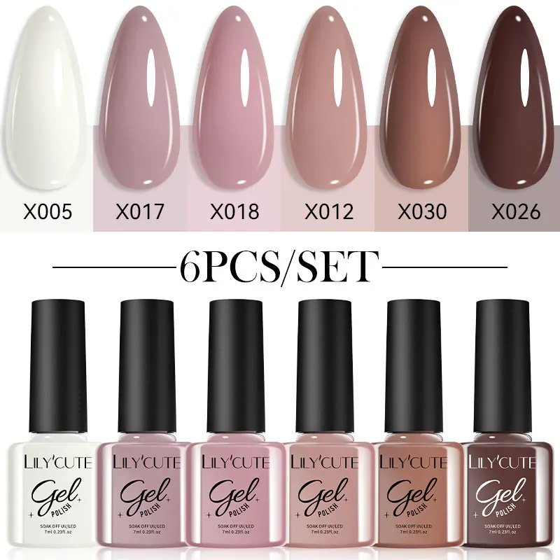 10432-mmxzsg.jpg Rocklon 6Pcs/set 7ml Coffee Series Gel Nail Polish Kit 125 Colors Manicure Semi Permanent Soak Off UV Nail Art Gel Varnish - Image 1