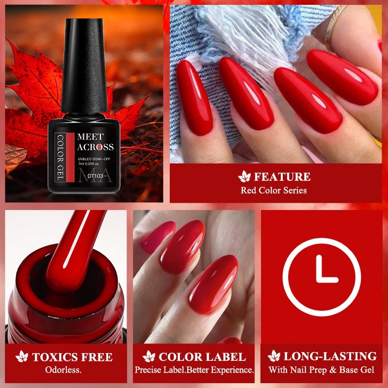 Rocklon 7ml Wine Red Gel Nail Polish Long-Lasting French Style Gel Nail Supplies For Manicure DIY Design Nail Art Varnish