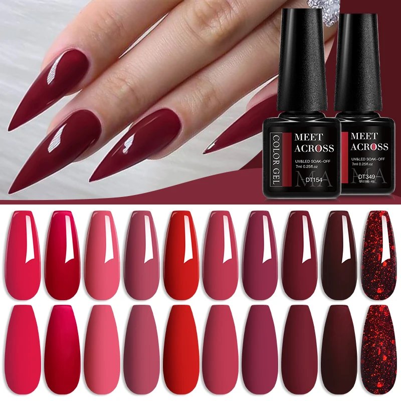 Rocklon 7ml Wine Red Gel Nail Polish Long-Lasting French Style Gel Nail Supplies For Manicure DIY Design Nail Art Varnish