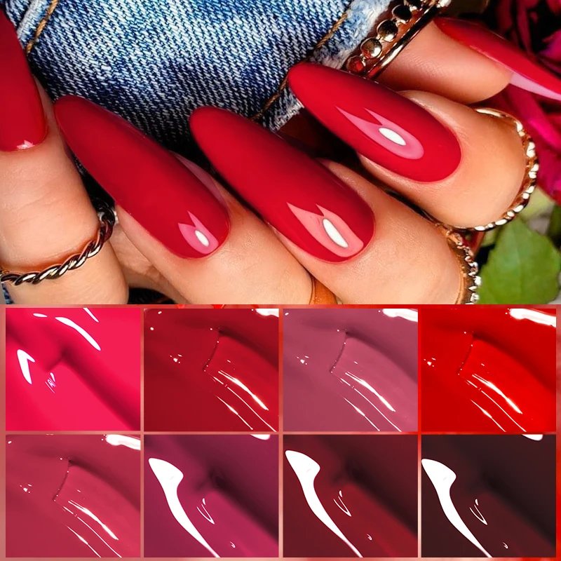 Rocklon 7ml Wine Red Gel Nail Polish Long-Lasting French Style Gel Nail Supplies For Manicure DIY Design Nail Art Varnish