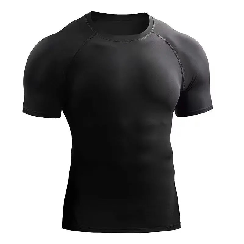 Rocklon Fitness clothes men's outdoor sports quick drying short sleeved t-shirt training pro running stretch tight fitting clothes yoga