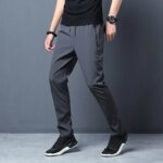 Rocklon Summer men's ice silk quick drying casual pants slim fit Korean version ice silk pants sports pants straight tube quick drying p - Image 3