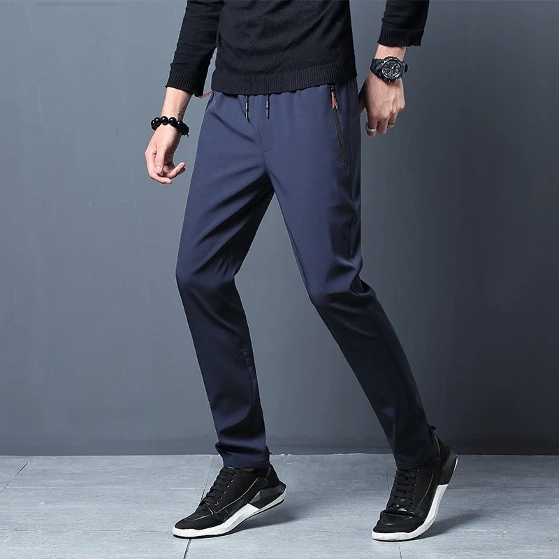 Rocklon Summer men's ice silk quick drying casual pants slim fit Korean version ice silk pants sports pants straight tube quick drying p