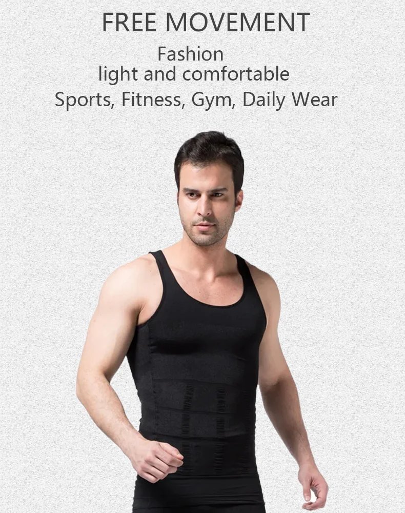 Rocklon Men Body Shaper Slimming Compression Vest Undershirt Seamless Waist Trainer Tank Top Belly Control Weight Loss Shapewear