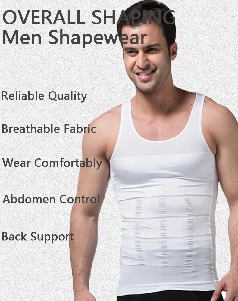 Rocklon Men Body Shaper Slimming Compression Vest Undershirt Seamless Waist Trainer Tank Top Belly Control Weight Loss Shapewear