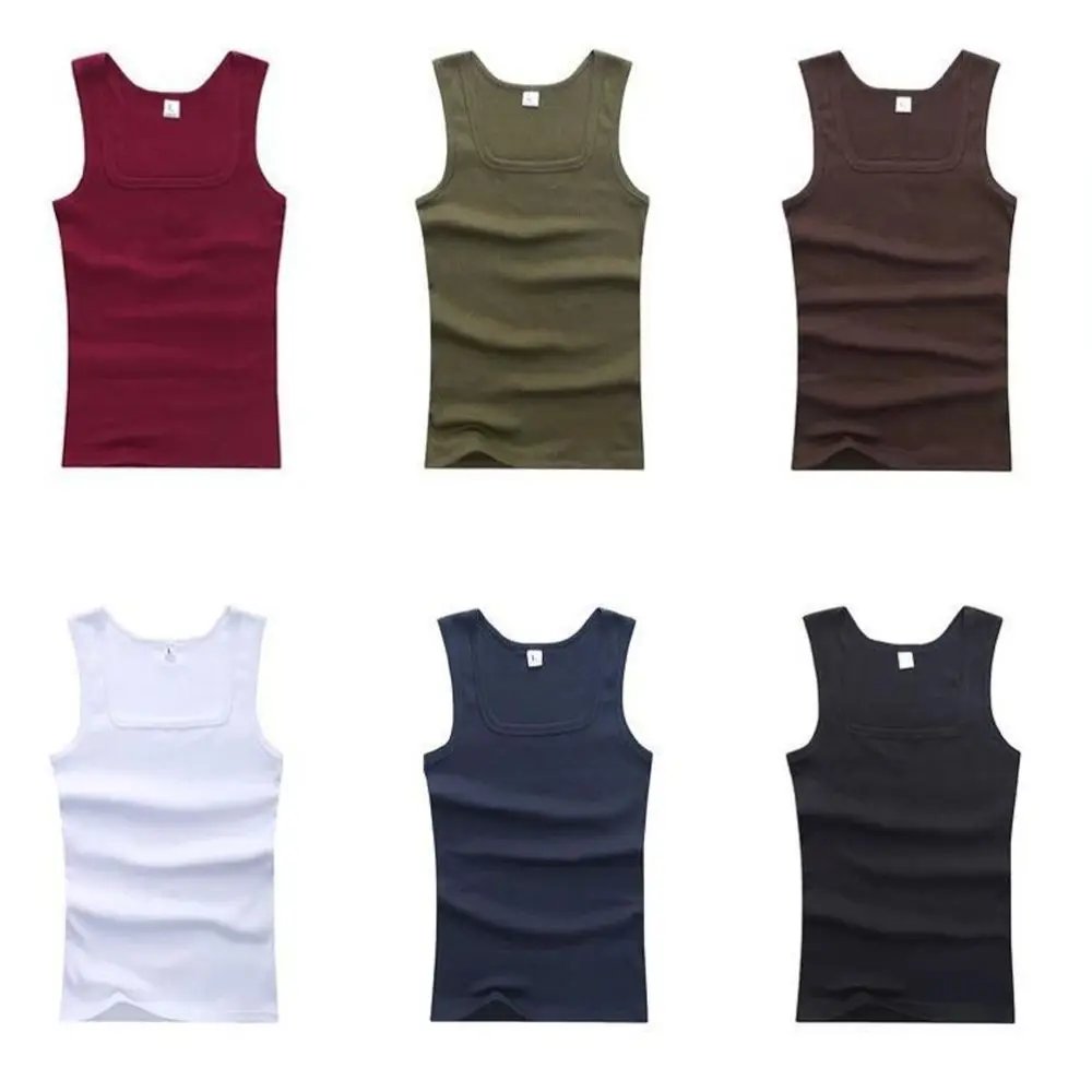 Rocklon Men's Sleeveless Breathable Fitness Vest Basic Elastic Tank Top Men's Cotton Bodybuilding T-shirt Classic Color Clothes