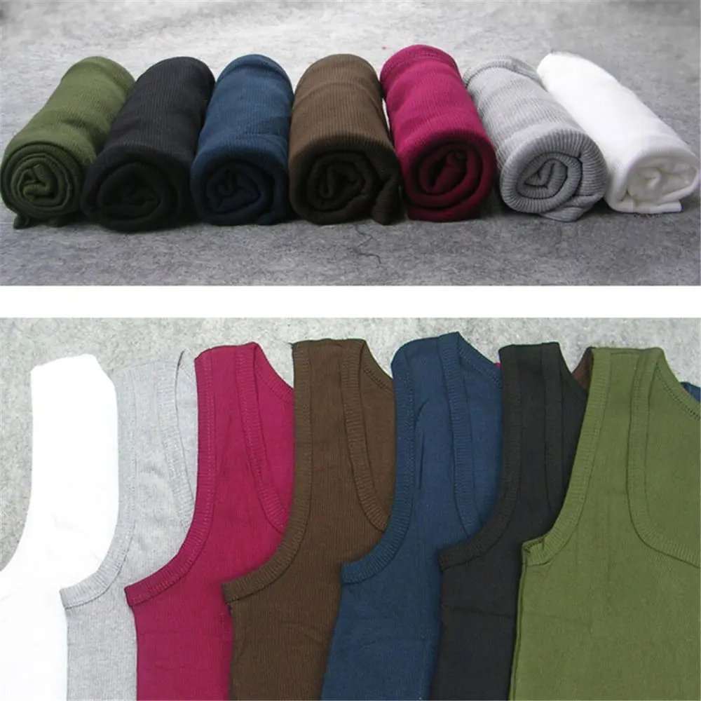 Rocklon Men's Sleeveless Breathable Fitness Vest Basic Elastic Tank Top Men's Cotton Bodybuilding T-shirt Classic Color Clothes