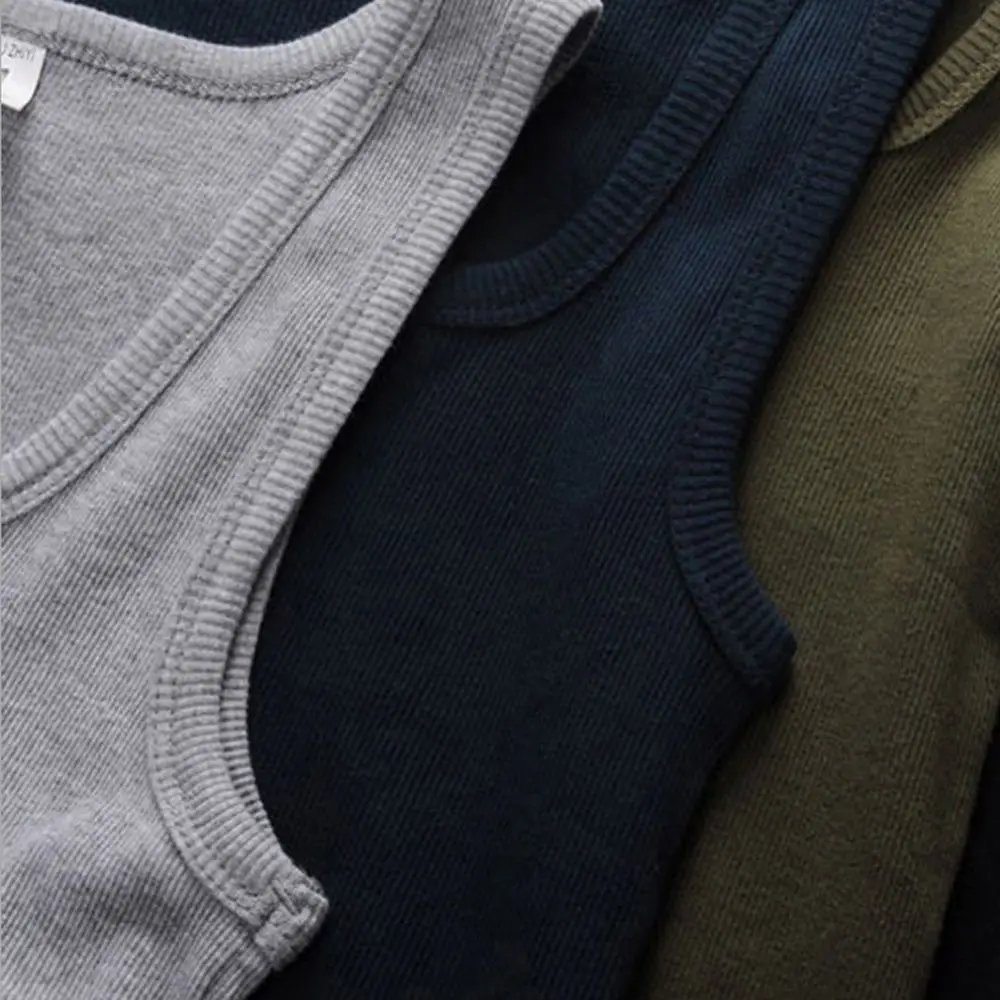 Rocklon Men's Sleeveless Breathable Fitness Vest Basic Elastic Tank Top Men's Cotton Bodybuilding T-shirt Classic Color Clothes