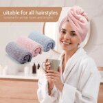 Rocklon Solid color hair towel Textured dry hair cap 9.8 "X 25.5" absorbent hair towel wrap for button-down women - Image 5