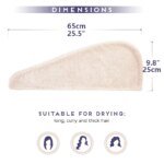 Rocklon Solid color hair towel Textured dry hair cap 9.8 "X 25.5" absorbent hair towel wrap for button-down women - Image 3