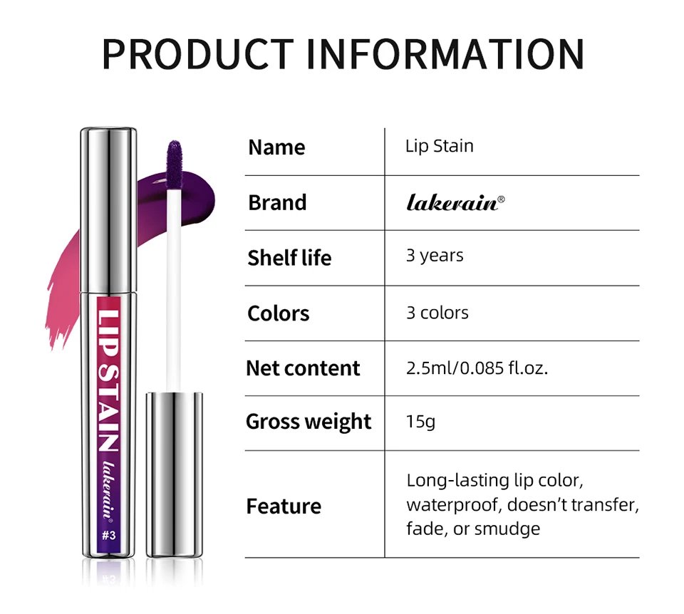 Rocklon Lip Stain Blading Peel Off and Reveal Kit Long Lasting 3pcs Rose Waterproof Pink Lip Tint Transfer Proof Natural Lip Stain Kit