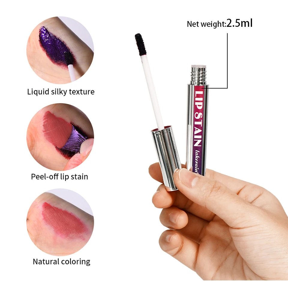 Rocklon Lip Stain Blading Peel Off and Reveal Kit Long Lasting 3pcs Rose Waterproof Pink Lip Tint Transfer Proof Natural Lip Stain Kit