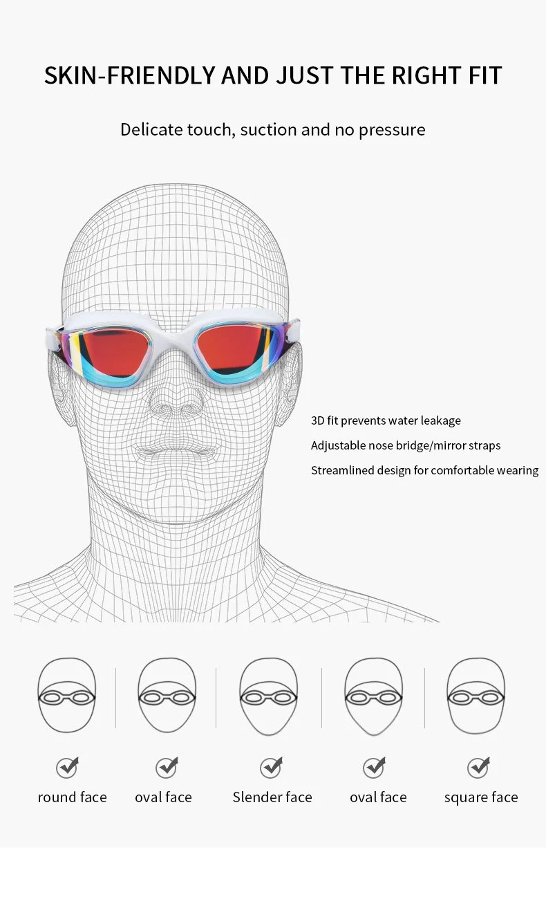 Unisex Adult Swimming Goggles – Anti-Fog Swim Glasses for Men & Women – Adjustable Silicone Waterproof Professional Swim Eyewear