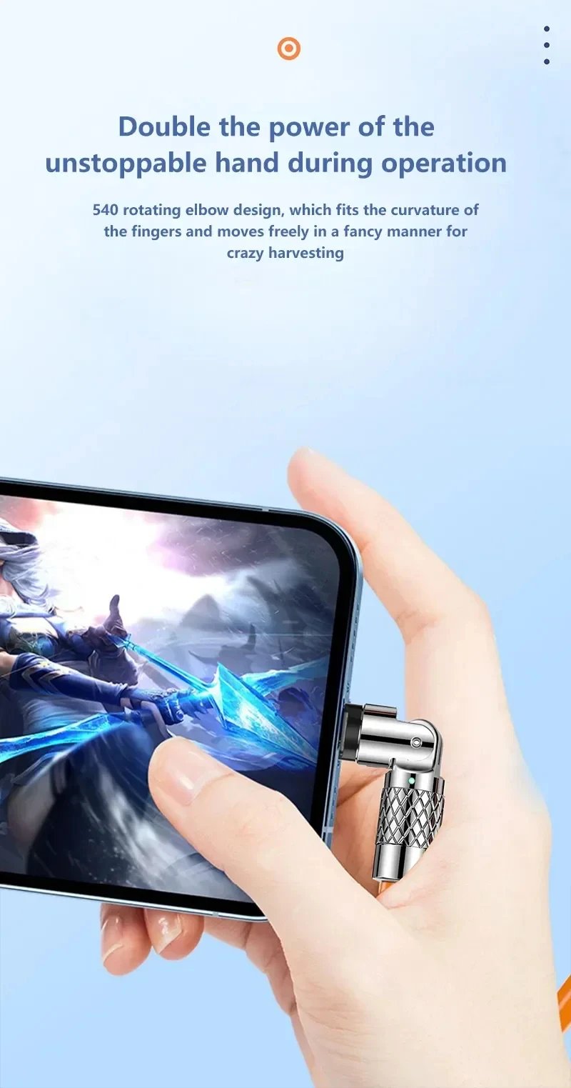 Rocklon 120W 7A Fast Charge USB Type C Cable 180 Degree Rotation Elbow Cable for Game for Xiaomi Redmi Honor Phone Charger USB C Cable