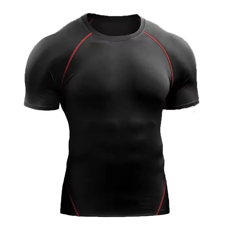Rocklon Fitness clothes men's outdoor sports quick drying short sleeved t-shirt training pro running stretch tight fitting clothes yoga