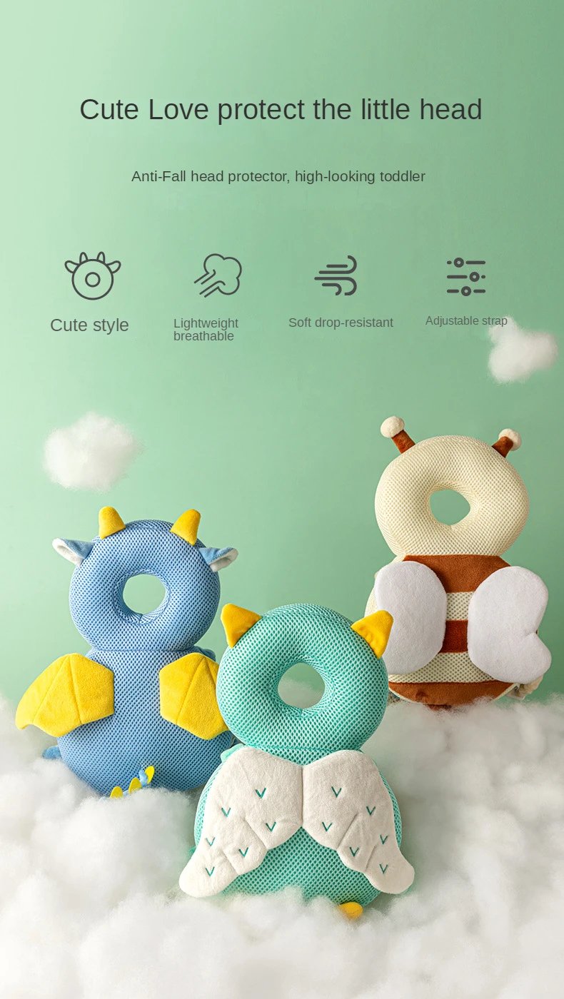 Rocklon 1-3T Toddler Baby Head Protector Safety Pad Cushion Back Prevent Injured Angel Bee Cartoon Security Pillows Protective Headgear
