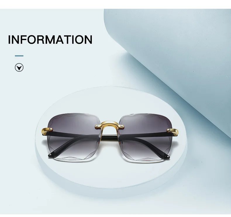 Rocklon 3PCS Square Rimless Sunglasses Women Luxury Brand Designer Summer Red Glasses Fashion Sun glasses For Men UV400 Shades Oculos