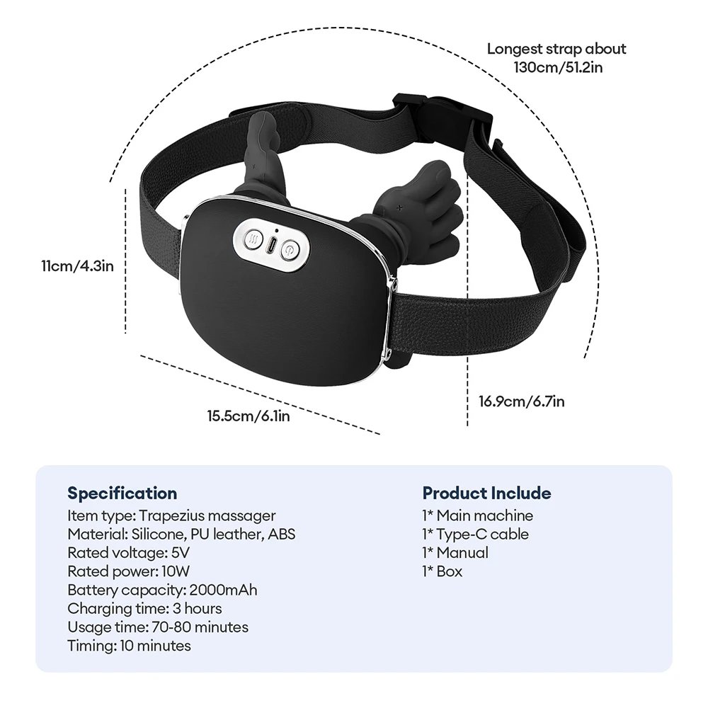 4D Bionic Finger Neck Shoulder Massager Wireless Neck Cervical Trapezius Kneading Massage Shawl Brushless Motor Neck masajeador
