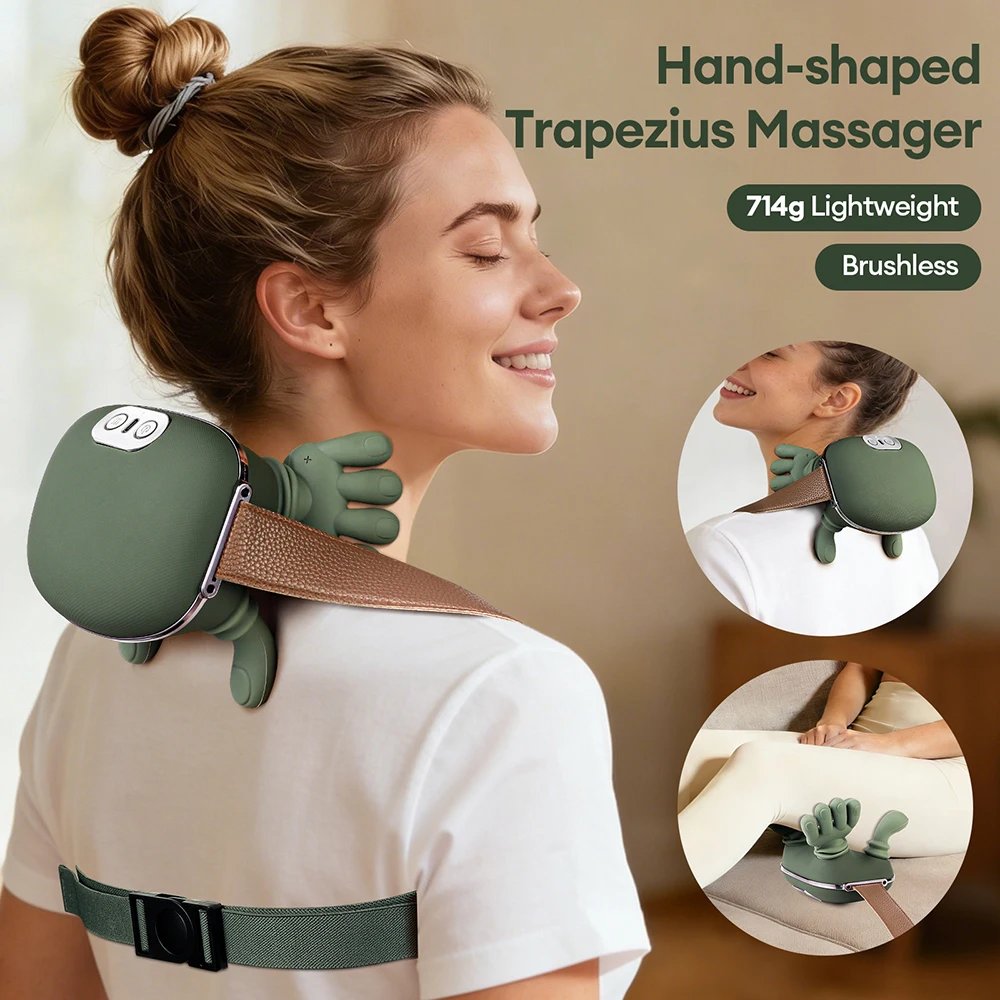 4D Bionic Finger Neck Shoulder Massager Wireless Neck Cervical Trapezius Kneading Massage Shawl Brushless Motor Neck masajeador