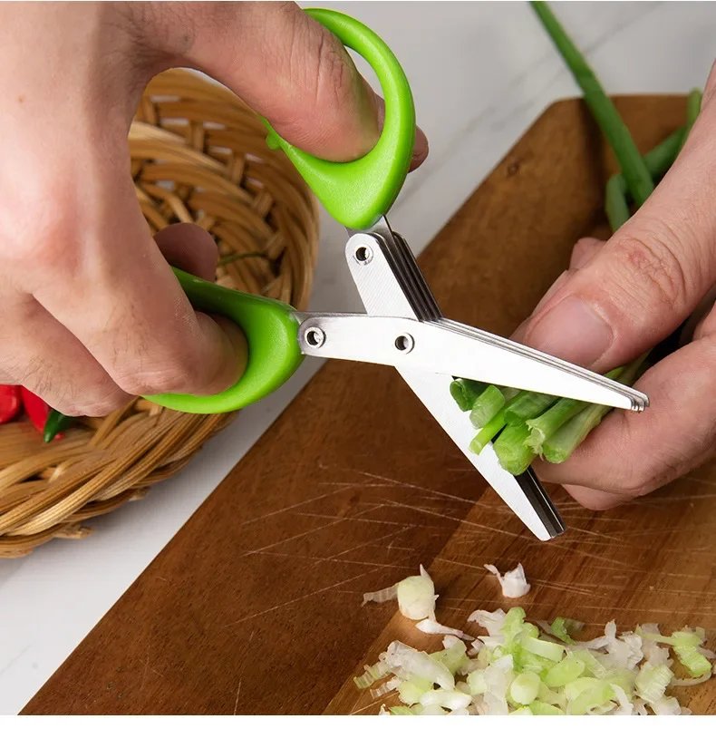 Multi-functional Stainless Steel 3/5 Layer Kitchen Scissors Pepper Shredded Chopped Scallion Cutter Laver Cut Cooking Tool Multi-functional Stainless Steel 3/5 Layer Kitchen Scissors Pepper Shredded Chopped Scallion Cutter Laver Cut Cooking Tool