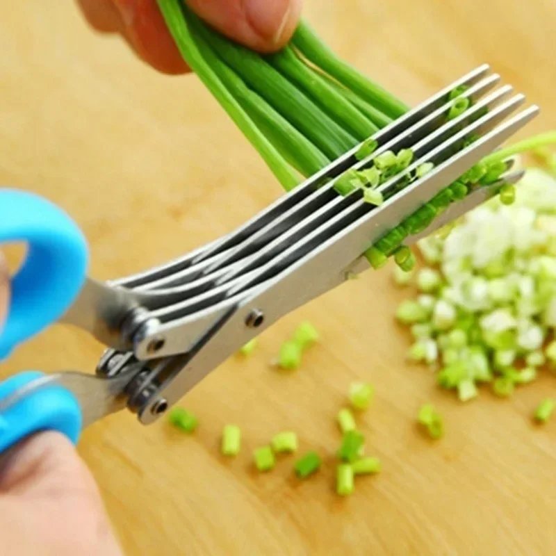 13051-ofgqf4.jpg Multi-functional Stainless Steel 3/5 Layer Kitchen Scissors Pepper Shredded Chopped Scallion Cutter Laver Cut Cooking Tool - Image 1