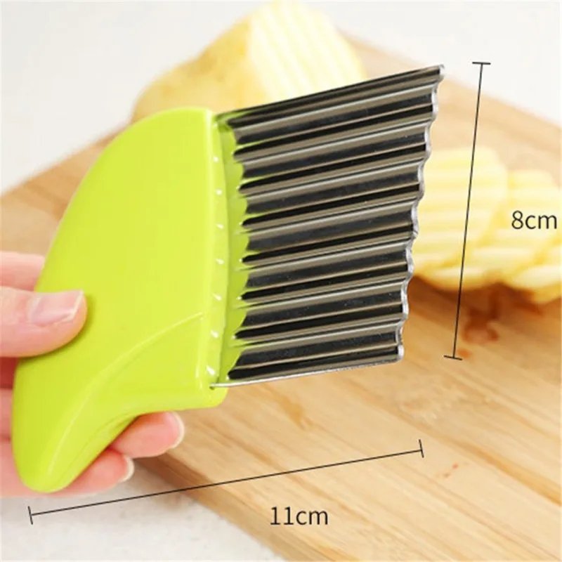 Stainless Steel Potato Chip Slicer Dough Vegetable Fruit Crinkle Wavy Slicer Knife Potato Cutter Chopper French Fry Maker Tool
