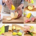 Stainless Steel Potato Chip Slicer Dough Vegetable Fruit Crinkle Wavy Slicer Knife Potato Cutter Chopper French Fry Maker Tool - Image 6