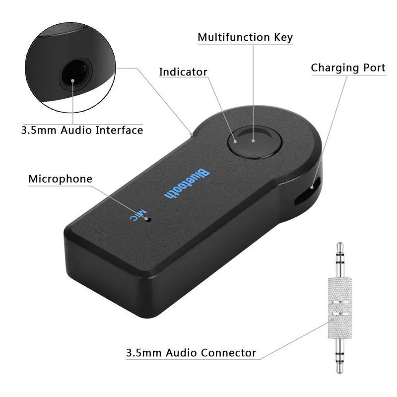 Aux Car Bluetooth 5.0 Receiver 3.5mm 3.5 AUX Jack Stereo Music Audio Car Transmitter Speaker Amplifier Wireless Adapter with Mic Aux Car Bluetooth 5.0 Receiver 3.5mm 3.5 AUX Jack Stereo Music Audio Car Transmitter Speaker Amplifier Wireless Adapter with Mic