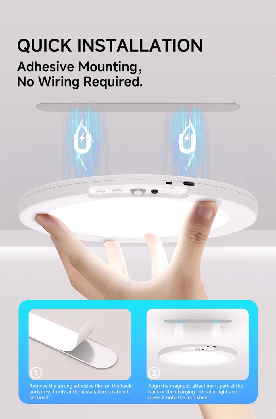 Motion Sensor Ceiling Light USB Type-C Rechargeable Magnetic Lamp Wireless Wall Lamp Remote LED Night Light For Kitchen Coatroom Motion Sensor Ceiling Light USB Type-C Rechargeable Magnetic Lamp Wireless Wall Lamp Remote LED Night Light For Kitchen Coatroom