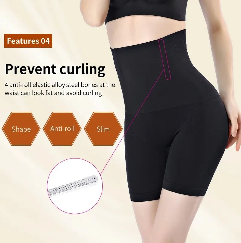 Women's High Waist Flat Angle Shaper Pants Postpartum Buttocks Lifting Body Shaping Pants Slim Shorts Waist Trainer