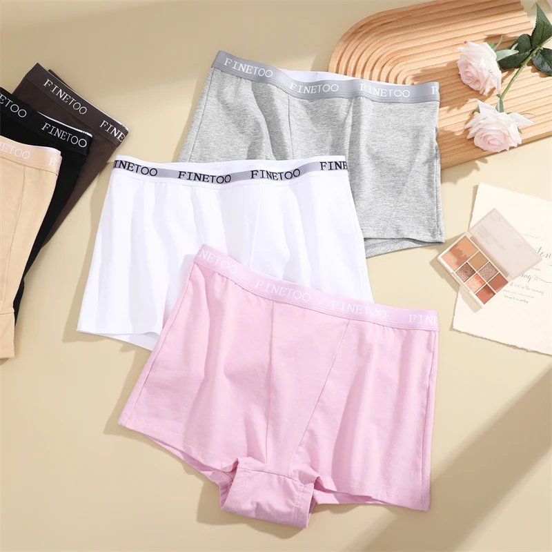 Rocklon 3Pcs Women's Panties Cotton Seamless Sports Boxers Underwear Female Solid Color Briefs Lingerie Intimate Underpant Finetoo S-XXL