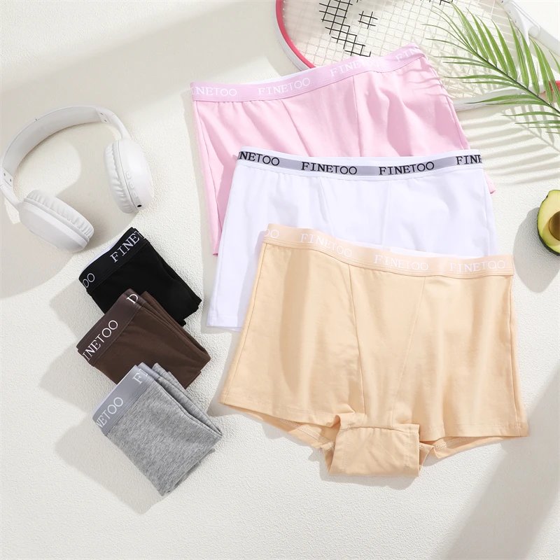 Rocklon 3Pcs Women's Panties Cotton Seamless Sports Boxers Underwear Female Solid Color Briefs Lingerie Intimate Underpant Finetoo S-XXL