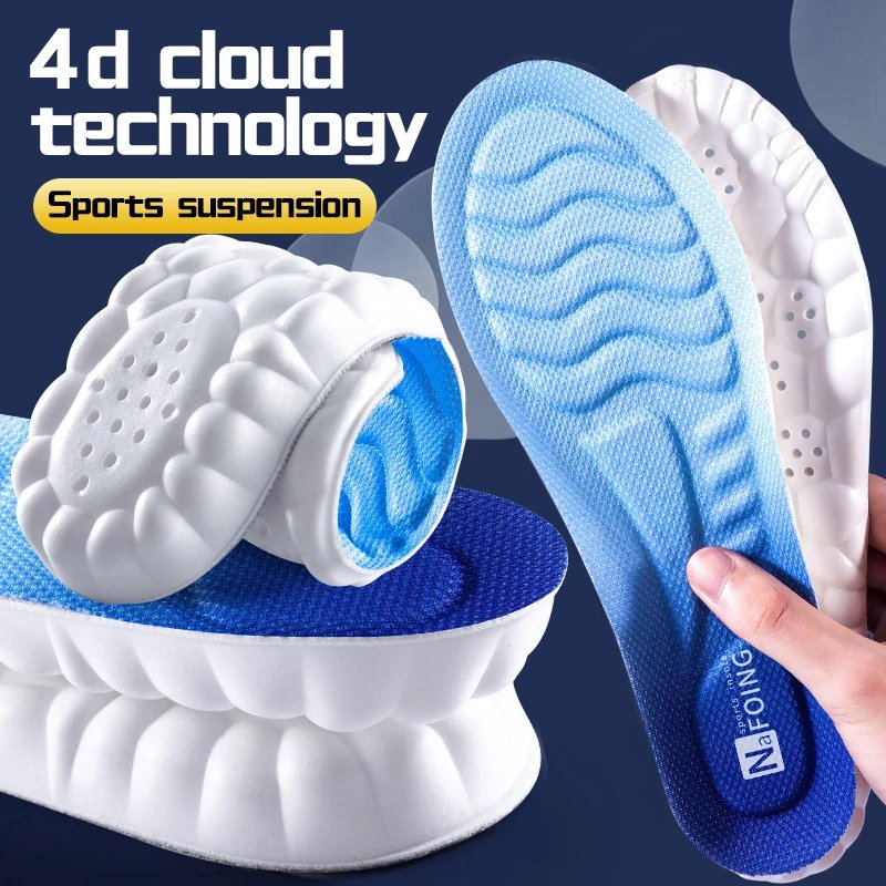 Rocklon 4D Cloud Technology Sports Insoles for Shoes PU Sole Soft Breathable Shock Absorption Cushion Running Orthopedic Care Insoles