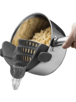 Rocklon 1pc Adjustable Silicone Clip-On Strainer for Pots, Pans, and Bowls - Handheld Drainer for Noodles, Pasta