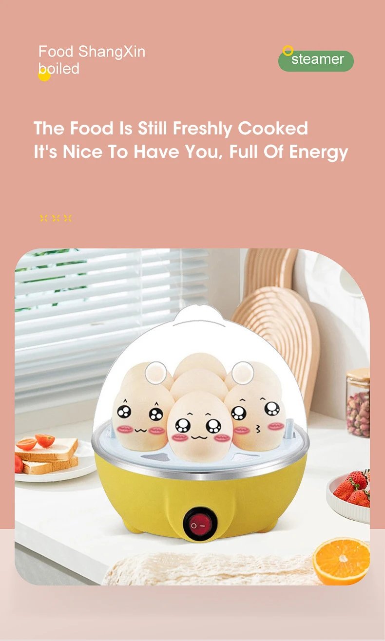 Rocklon Egg Cooker Automatic Power Off Home 7 Eggs Multi-Functional Steamed Egg Custard Boiled Egg Machine Breakfast Artifact