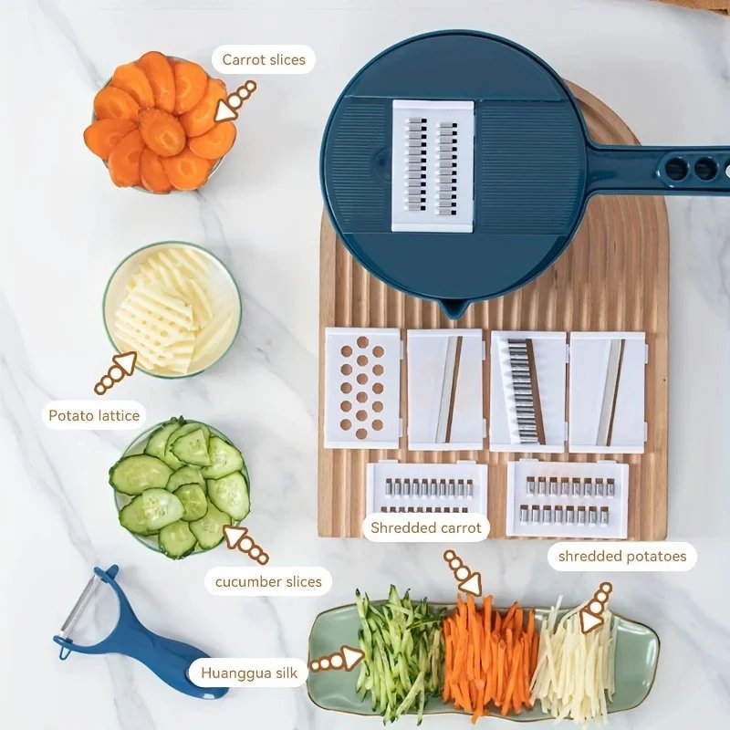 Rocklon 9 in 1 Vegetable Cutter Multi-Functional Potatoes Manually Cut Shred Slicer Grater Kitchenware Acceesories Tools