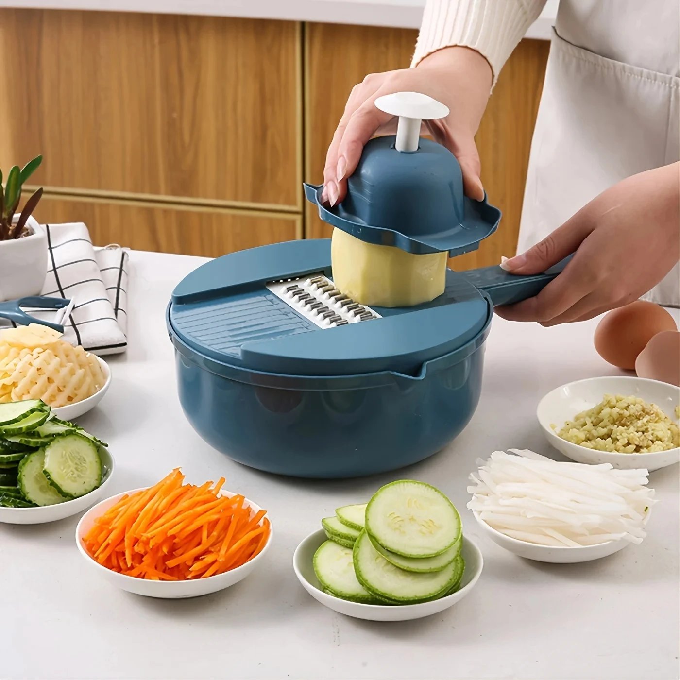 Rocklon 9 in 1 Vegetable Cutter Multi-Functional Potatoes Manually Cut Shred Slicer Grater Kitchenware Acceesories Tools