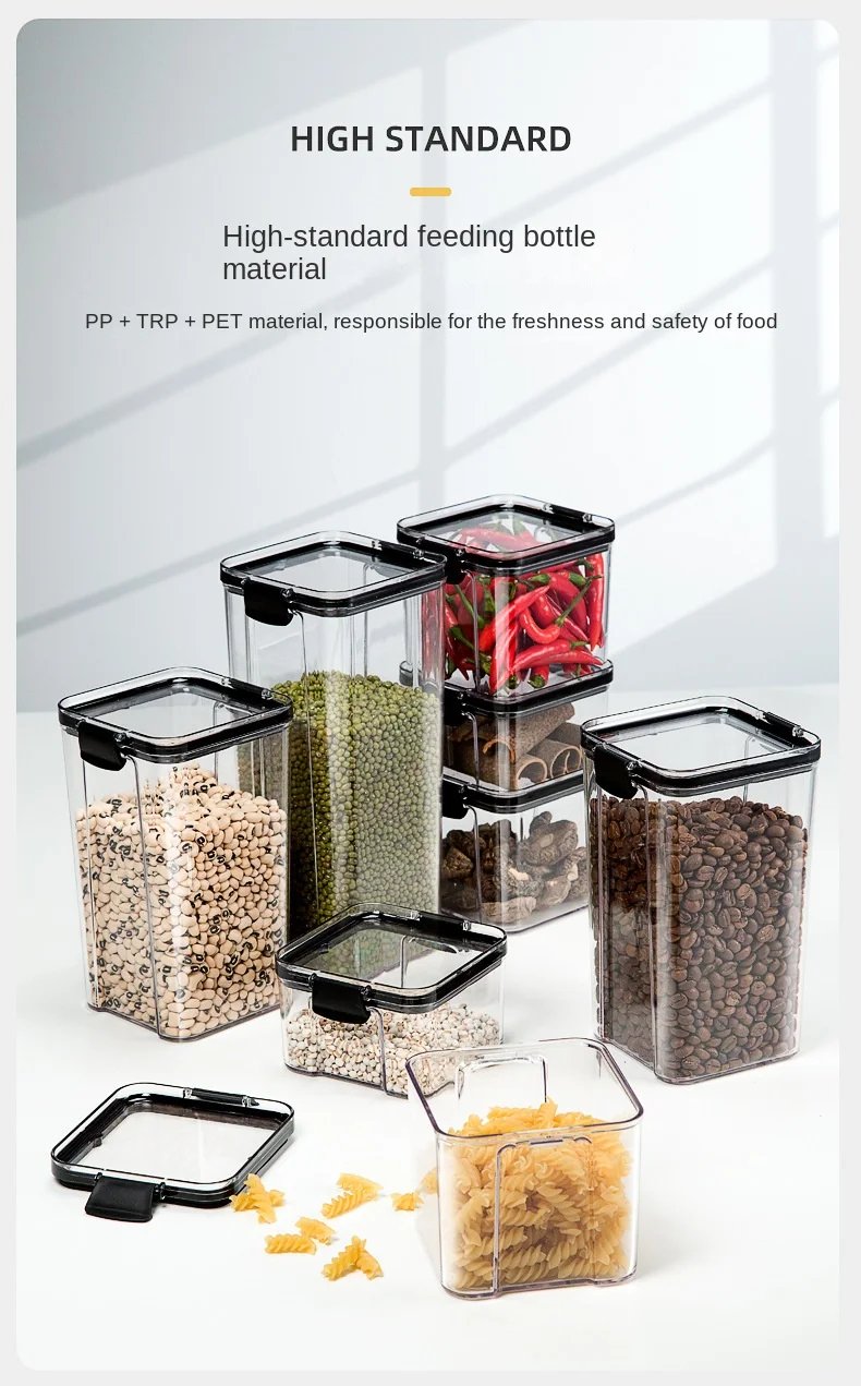 Rocklon 1-4PCS Sealed Jars Kitchen Organizer Grain Storage Boxes Large Capacity Sealed Container Seasoning Jars Set Fresh-keeping Tank