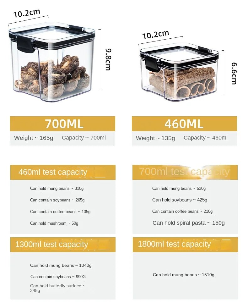 Rocklon 1-4PCS Sealed Jars Kitchen Organizer Grain Storage Boxes Large Capacity Sealed Container Seasoning Jars Set Fresh-keeping Tank