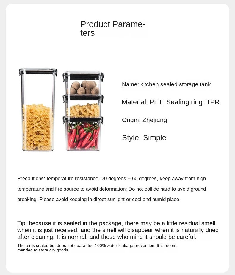 Rocklon 1-4PCS Sealed Jars Kitchen Organizer Grain Storage Boxes Large Capacity Sealed Container Seasoning Jars Set Fresh-keeping Tank