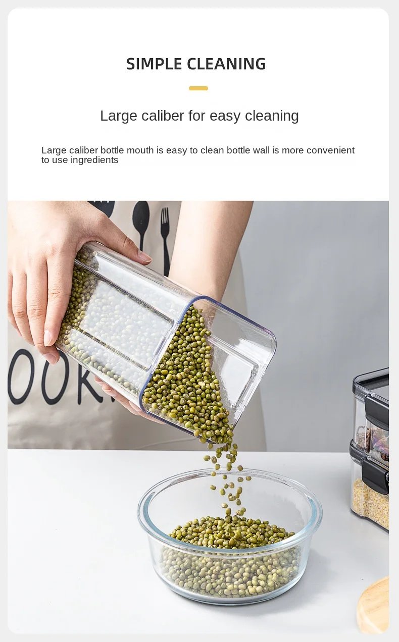 Rocklon 1-4PCS Sealed Jars Kitchen Organizer Grain Storage Boxes Large Capacity Sealed Container Seasoning Jars Set Fresh-keeping Tank