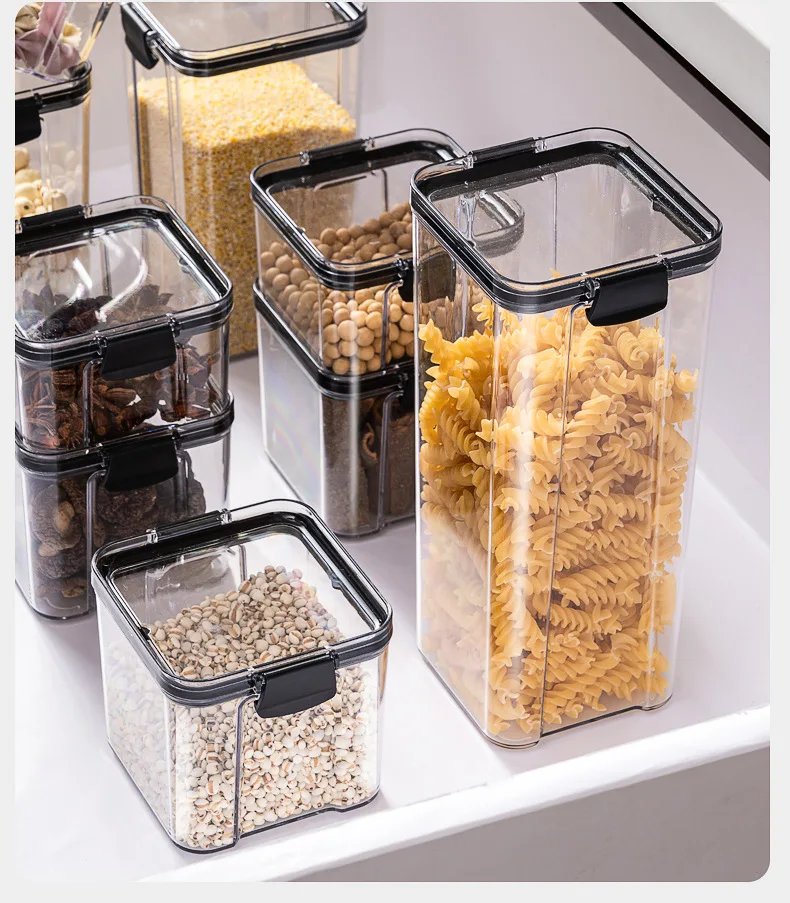 Rocklon 1-4PCS Sealed Jars Kitchen Organizer Grain Storage Boxes Large Capacity Sealed Container Seasoning Jars Set Fresh-keeping Tank