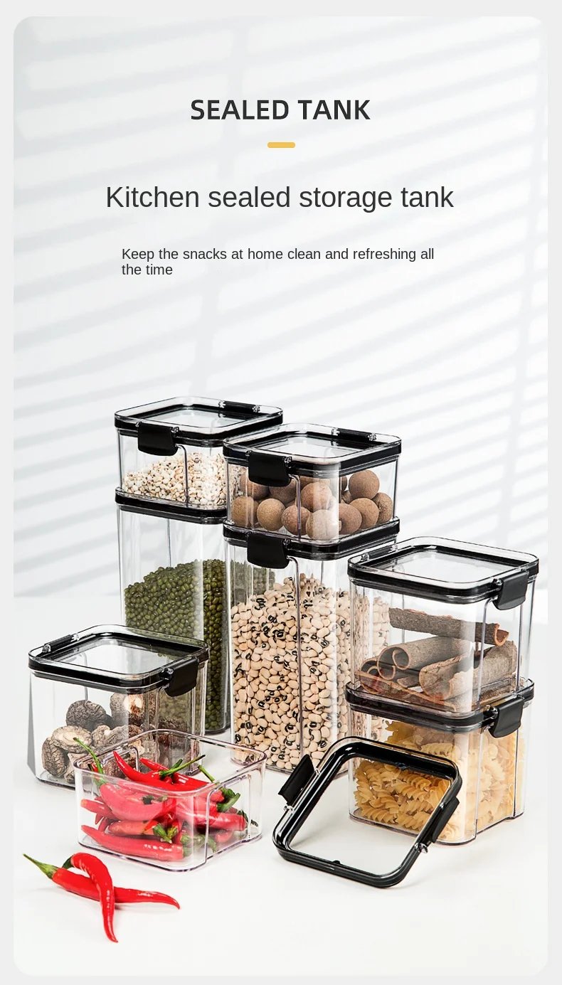 Rocklon 1-4PCS Sealed Jars Kitchen Organizer Grain Storage Boxes Large Capacity Sealed Container Seasoning Jars Set Fresh-keeping Tank