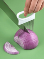 Rocklon Effortlessly Slice Onions with this 1pc Colorful Onion Slicer Kitchen stainless steel potato chip onion holder