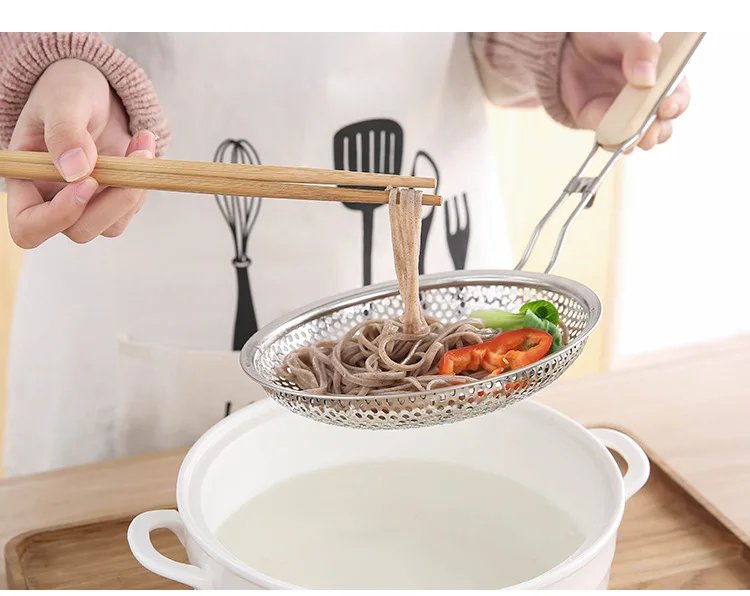 Rocklon Stainless Steel Fine Mesh Skimmer Spoon for Noodles Spaghetti Colander