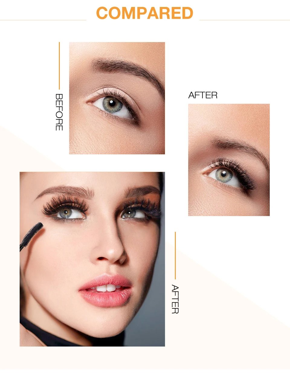 Rocklon O.TWO.O 3D Mascara Lengthening Black Lash Eyelash Extension Eye Lashes Brush Beauty Makeup Long-wearing Gold Color Mascara